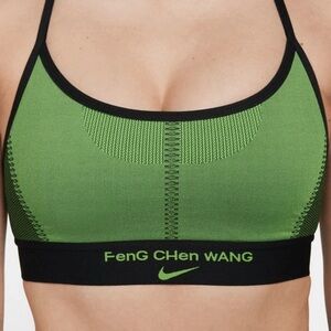 Nike X Feng Chen Wang Flyknit Sports Bra Black Green DV4019-010 Womens Size XS